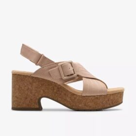 Nerisa West sand nubuck-Wedges voor dames