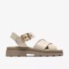 Orinoco3 Cross crèmekleurige leren platte sandalen voor dames