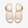 Orinoco3 Cross crèmekleurige leren platte sandalen voor dames