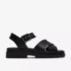 Orinoco3 Cross zwarte leren platte sandalen voor dames Orinoco3 Cross zwarte leren platte sandalen voor dames