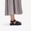 Orinoco3 Cross zwarte leren platte sandalen voor dames Orinoco3 Cross zwarte leren platte sandalen voor dames