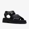 Orinoco3 Cross zwarte leren platte sandalen voor dames Orinoco3 Cross zwarte leren platte sandalen voor dames