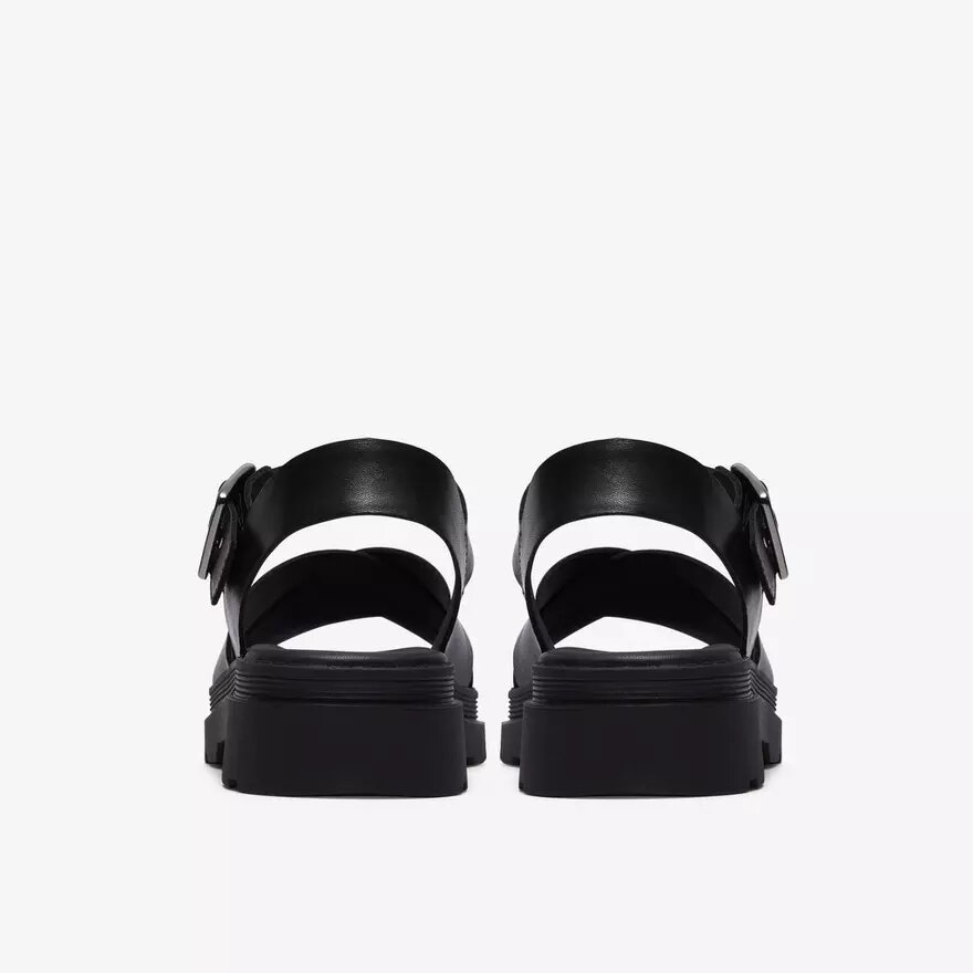 Orinoco3 Cross zwarte leren platte sandalen voor dames Orinoco3 Cross zwarte leren platte sandalen voor dames