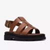 Orinoco3 Strap platte sandalen van bruin leer voor dames