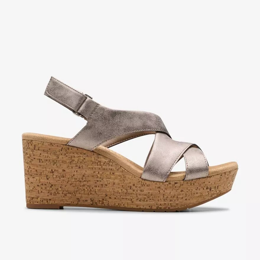 Rose-model taupe metallic Wedges voor dames Rose-model taupe metallic Wedges voor dames