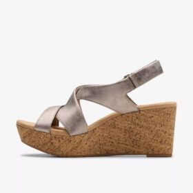 Rose-model taupe metallic Wedges voor dames