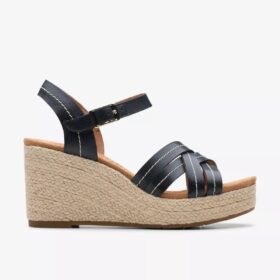 Sabina-slingers met zwarte leren Wedges voor dames