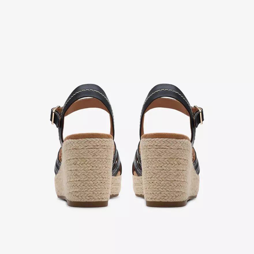 Sabina-slingers met zwarte leren Wedges voor dames Sabina-slingers met zwarte leren Wedges voor dames