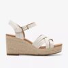 Sabina Strap crèmekleurige leren Wedges voor dames Sabina Strap crèmekleurige leren Wedges voor dames