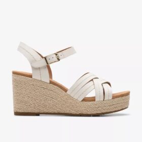 Sabina Strap crèmekleurige leren Wedges voor dames