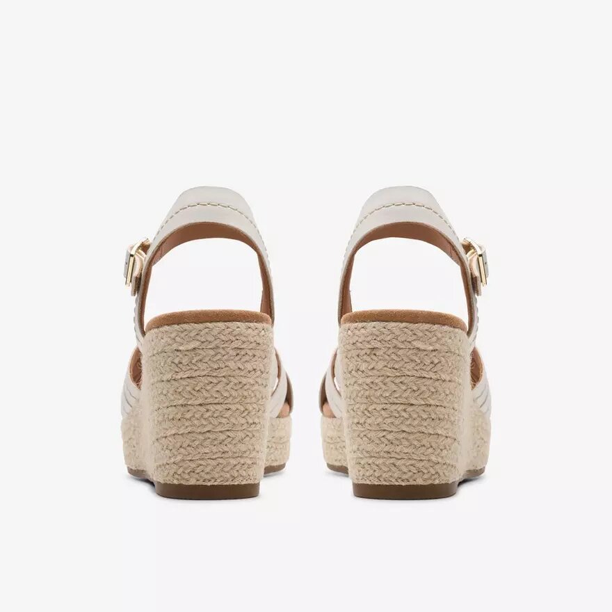 Sabina Strap crèmekleurige leren Wedges voor dames Sabina Strap crèmekleurige leren Wedges voor dames