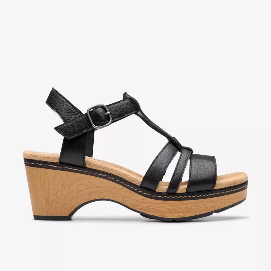 Seannah Madi zwarte leren Wedges voor dames Seannah Madi zwarte leren Wedges voor dames