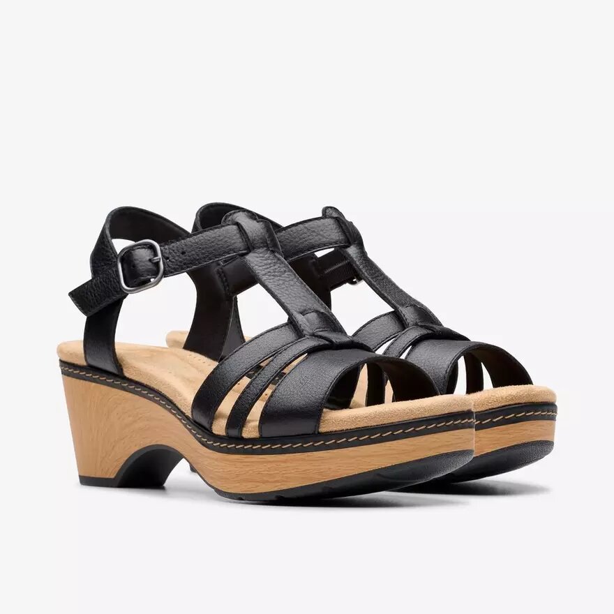 Seannah Madi zwarte leren Wedges voor dames Seannah Madi zwarte leren Wedges voor dames