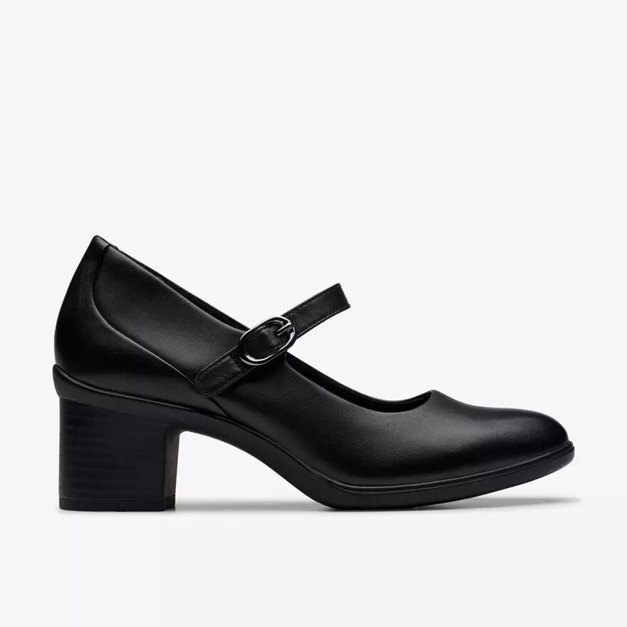 Shaya Jane zwarte leren Mary Janes voor dames Shaya Jane zwarte leren Mary Janes voor dames
