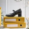 Shaya Jane zwarte leren Mary Janes voor dames Shaya Jane zwarte leren Mary Janes voor dames