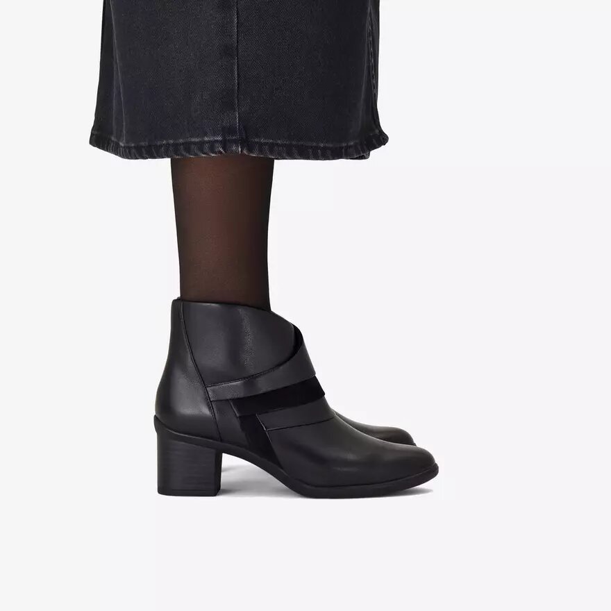 Shaya Sky zwarte leren enkellaarsjes voor dames Shaya Sky zwarte leren enkellaarsjes voor dames
