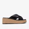 Tessiah-muiltjes voor dames 2, zwarte leren Wedges