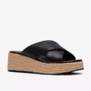 Tessiah-muiltjes voor dames 2, zwarte leren Wedges