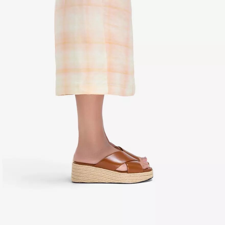 Tessiah Mule2 bruine leren Wedges voor dames Tessiah Mule2 bruine leren Wedges voor dames