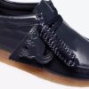Wallabee Big Kid voor jongens, marineblauw lakleer Wallabees