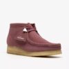Wallabee-laars voor dames. Roze-bruin suède