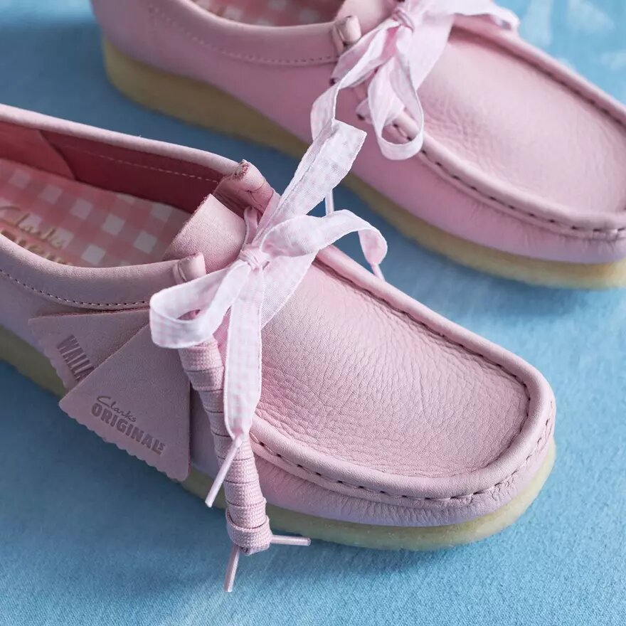 Wallabee-schoenen voor dames in babyroze leer Wallabee-schoenen voor dames in babyroze leer