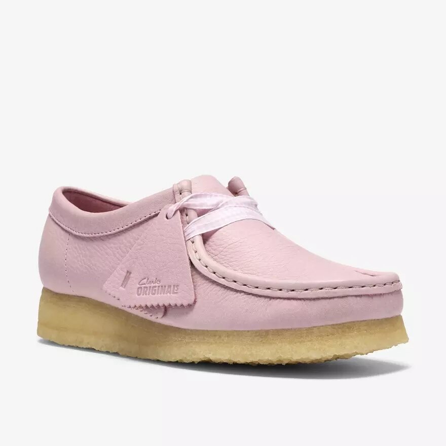 Wallabee-schoenen voor dames in babyroze leer Wallabee-schoenen voor dames in babyroze leer