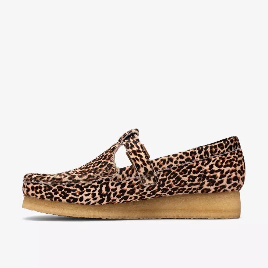 Wallabee T-bar-schoenen met luipaardprint voor dames Wallabee T-bar-schoenen met luipaardprint voor dames