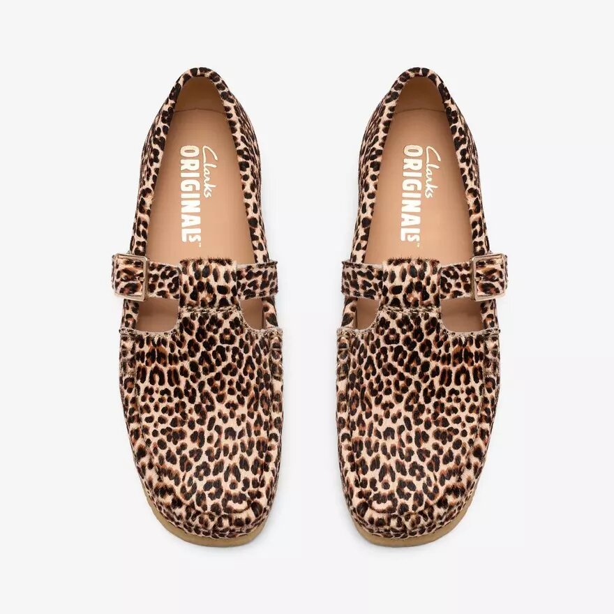 Wallabee T-bar-schoenen met luipaardprint voor dames Wallabee T-bar-schoenen met luipaardprint voor dames