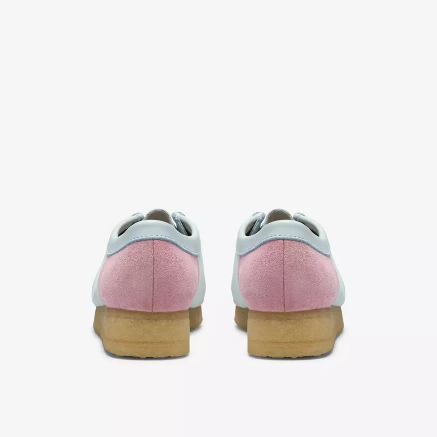 Wallabee voor dames, lichtblauw met roze strepen Wallabee voor dames, lichtblauw met roze strepen