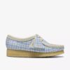 Wallabee voor dames met blauw geruit gingham-patroon Wallabee voor dames met blauw geruit gingham-patroon