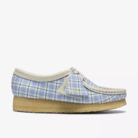 Wallabee voor dames met blauw geruit gingham-patroon