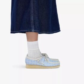 Wallabee voor dames met blauw geruit gingham-patroon