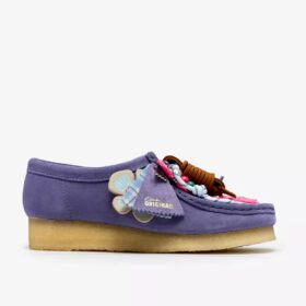 Wallabee voor dames: paarse Wallabees met opvallende details