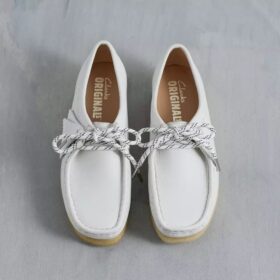Wallabee voor dames, wit generfd leer