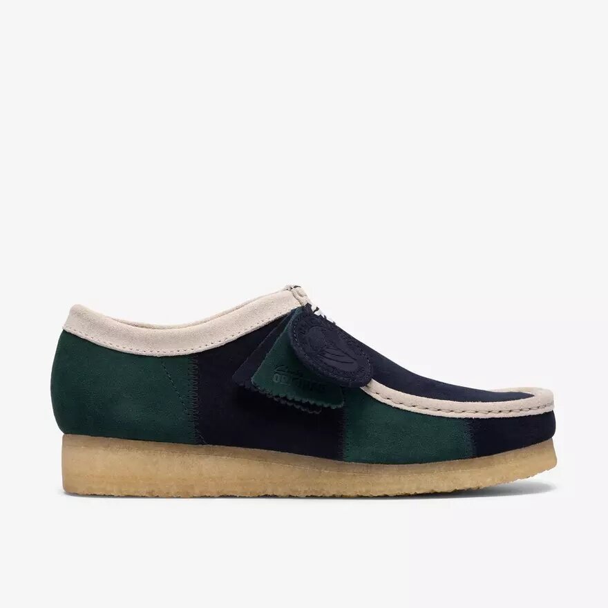 Wallabee voor heren met blauw/groene streep Wallabee voor heren met blauw/groene streep