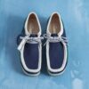 Wallabee voor heren met blauw/groene streep Wallabee voor heren met blauw/groene streep