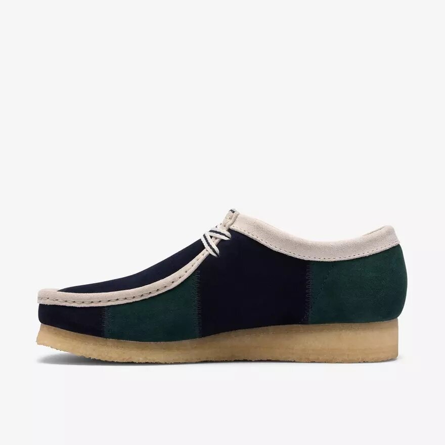 Wallabee voor heren met blauw/groene streep Wallabee voor heren met blauw/groene streep