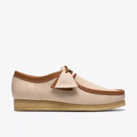 Wallabee voor heren, wit, combinatie van leer