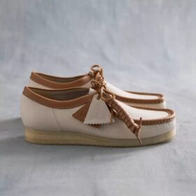 Wallabee voor heren, wit, combinatie van leer