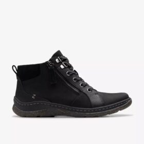 Waterdichte zwarte leren Chelsea boots voor dames van Orlene Top