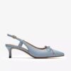 Zarey Bow lichtblauwe leren pumps voor dames