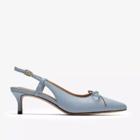 Zarey Bow lichtblauwe leren pumps voor dames