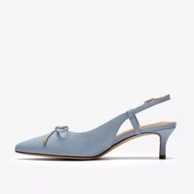 Zarey Bow lichtblauwe leren pumps voor dames
