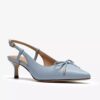 Zarey Bow lichtblauwe leren pumps voor dames