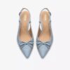 Zarey Bow lichtblauwe leren pumps voor dames