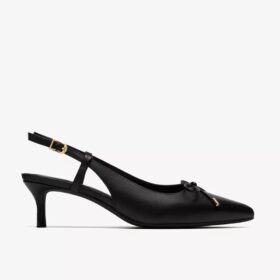 Zarey Bow zwarte leren pumps voor dames