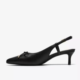 Zarey Bow zwarte leren pumps voor dames