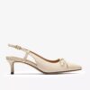 Zarey-pumps met strik van crèmekleurig leer voor dames