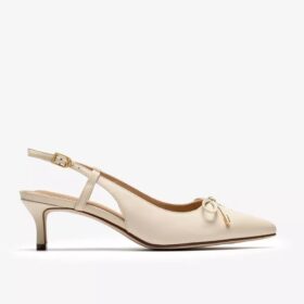 Zarey-pumps met strik van crèmekleurig leer voor dames